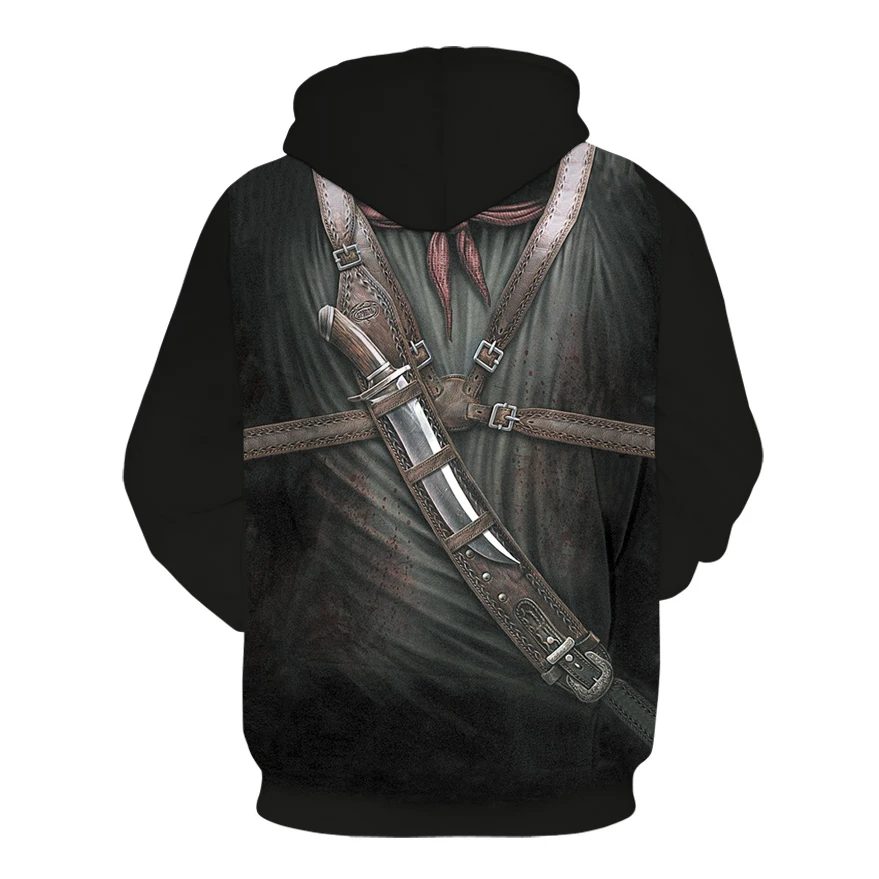 

New Gothic Skull Hoodie Men's Hip Hop Sweatshirt Women's Thin 3D Print Fake Denim Jacket Skull Pullover