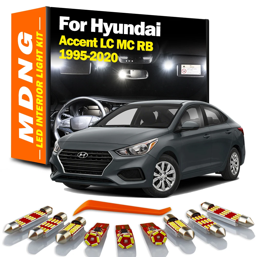 

MDNG Canbus LED Interior Dome Map Trunk Light Kit For Hyundai Accent LC MC RB 1995-2016 2017 2018 2019 2020 No Error Car Lamp