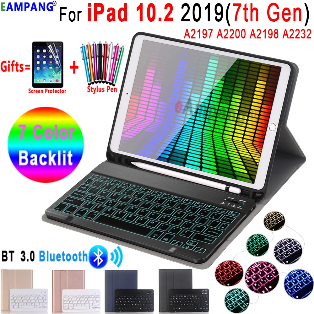Чехол с клавиатурой и подсветкой для iPad 10 2 чехол карандашом Apple 7 поколения A2200 A2198