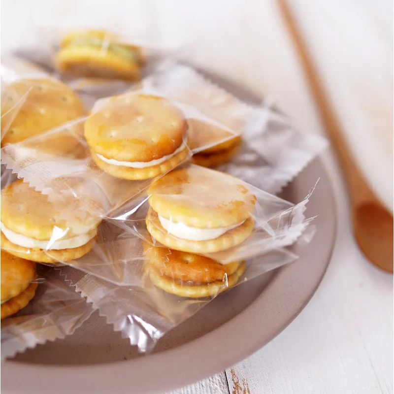 100 шт прозрачный матовый пакет маленькая кнопка для упаковки печенья упаковочная