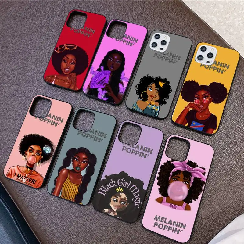 

Fashion Black Girls Phone Case For iPhone 11 8 7 6 6S Plus X XS MAX 5 5S SE 2020 XR 11 pro DIY capa