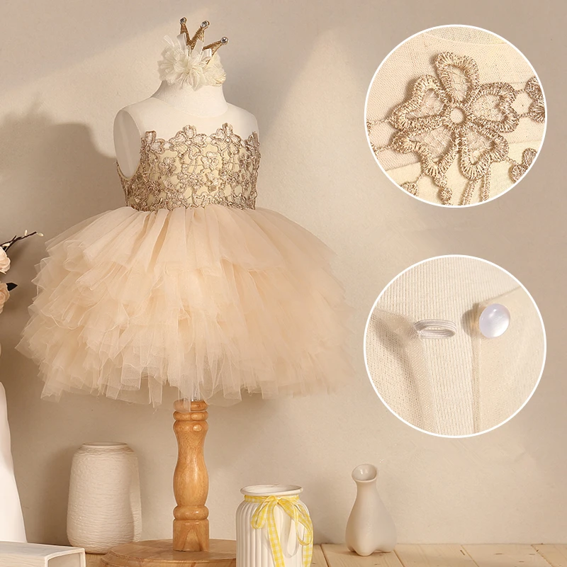 Детские бутиковые платья цвета шампанского для девочек детские