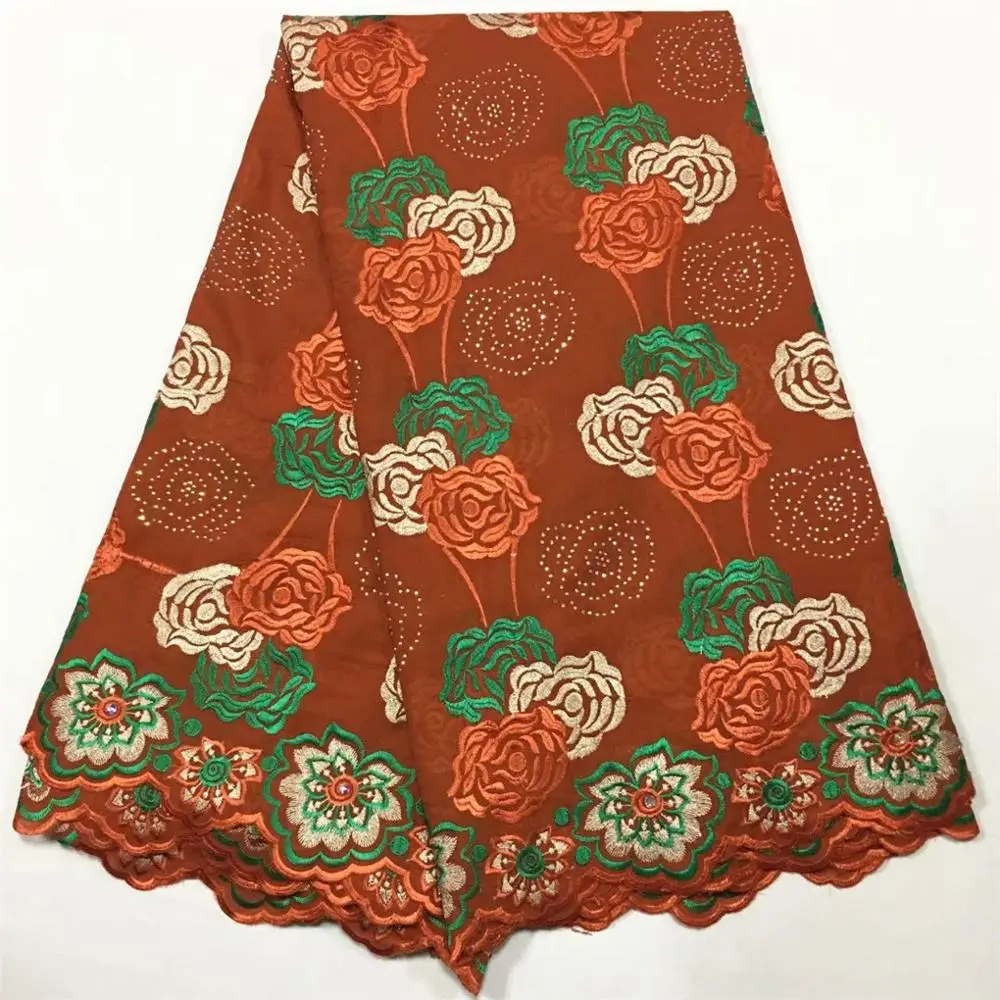 

5 Yards Swiss Lace Fabric 2020 Latest Heavy Stones embroidery African cotton fabrics Swiss voile lace popular Dubai style