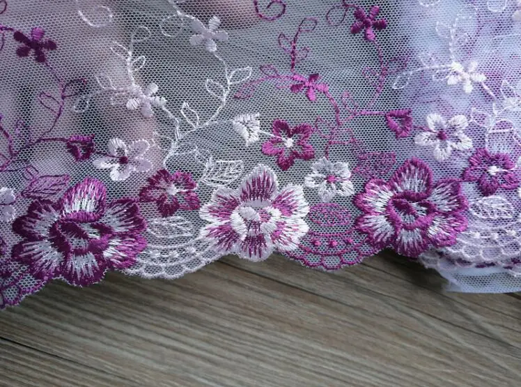 1 ярд DIY аксессуары для одежды фиолетовая вуаль гипюр тюль кружевной отделкой