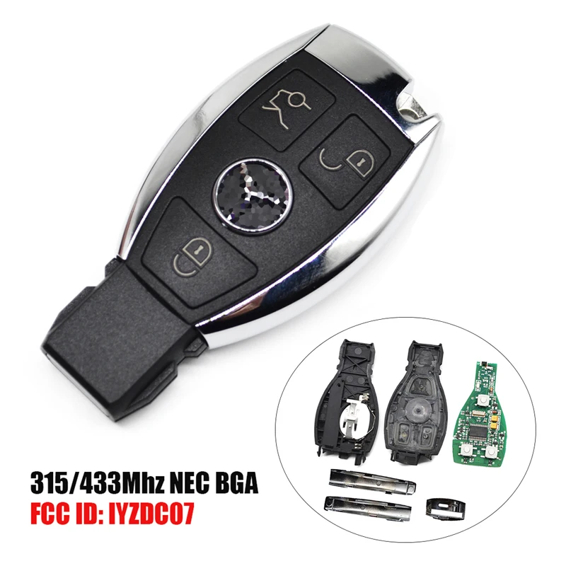 Автомобильный смарт ключ ME001 с 3 кнопками 315/434 МГц IYZDC07 для Mercedes Benz 2000 год + NEC BGA без