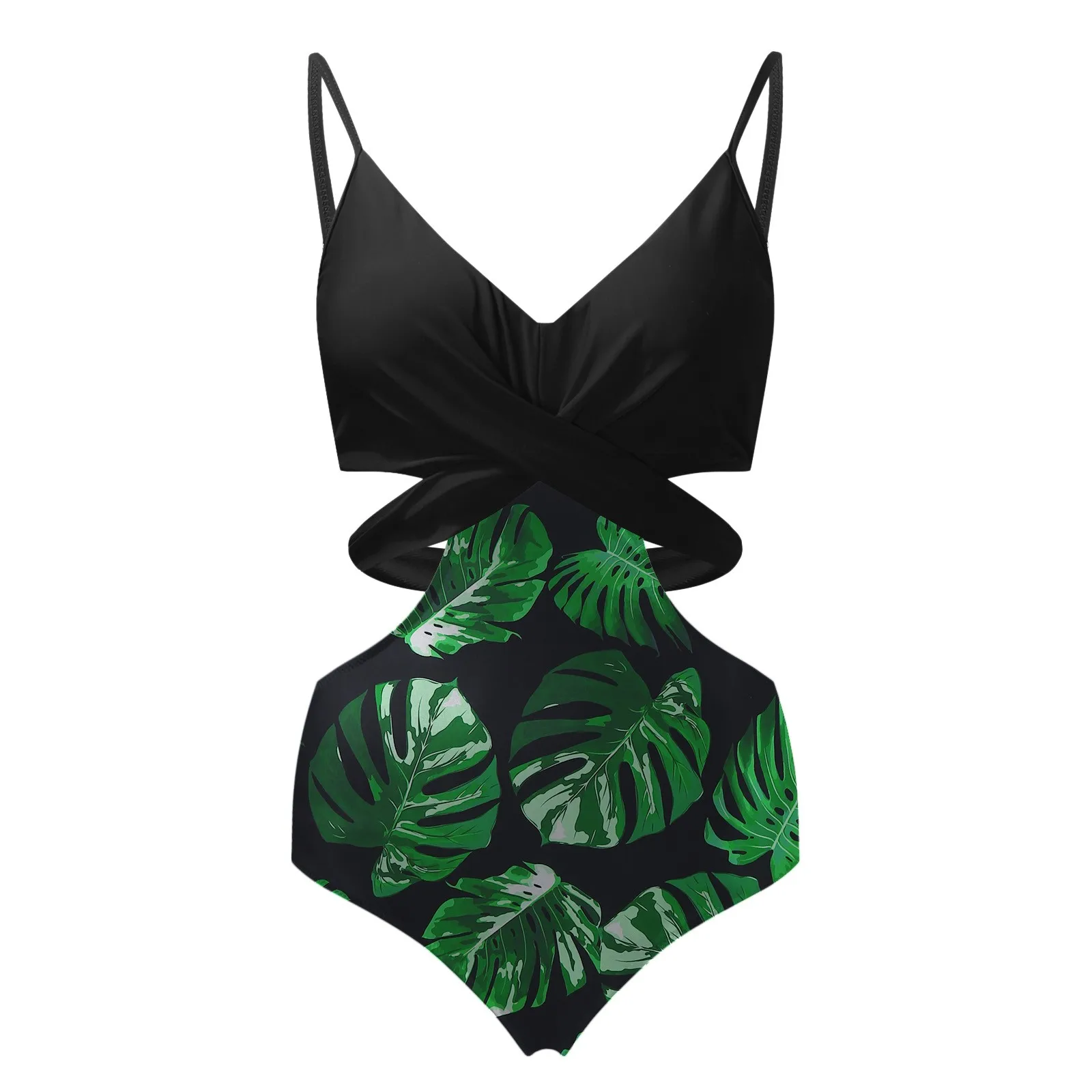 

Leopard Swimsuit Women Swimwear Sexy Cross Straps Backless Side Hollow Out Wrap Bathing Suit High Waist Bikini Set Monokini 2021