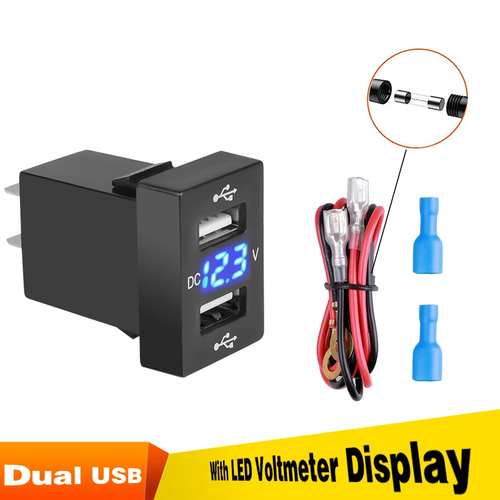 Kebidumei Dual USB Car Charger 12V 3.1A LED Voltmeter Power Adapter With Digital Voltage Display For Toyota Series Cars | Автомобили и