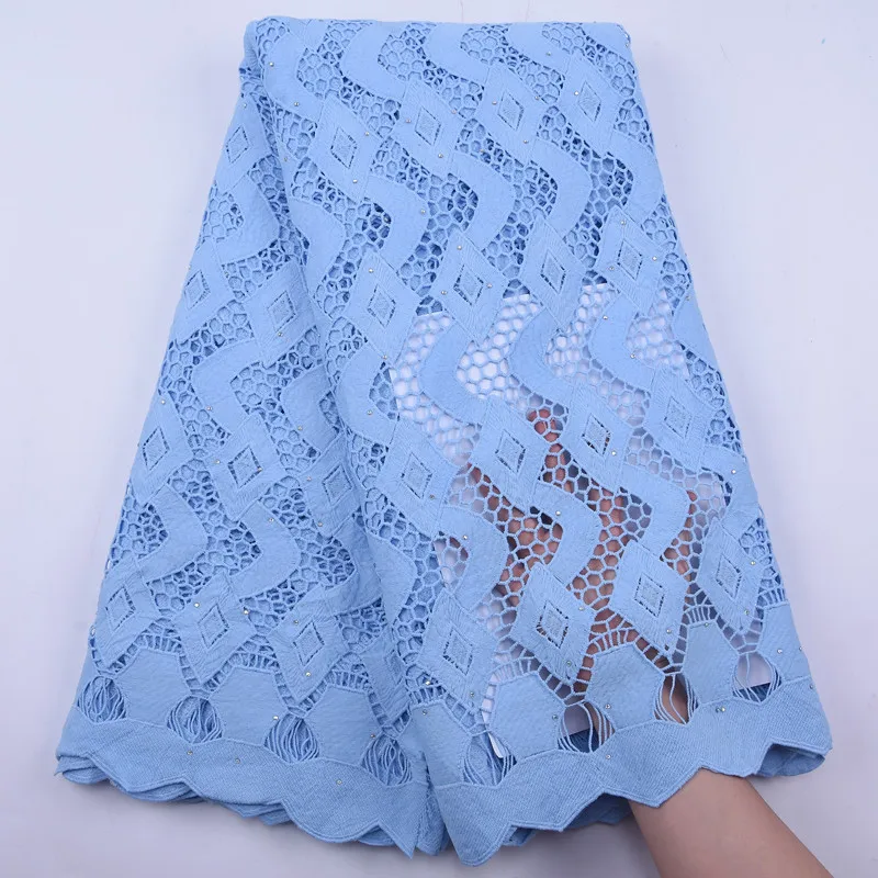 

New Design African Guipure Cord Water soluble Lace Fabric with Stone 2020 High Quality French Net Lace Fabric For Dress Party