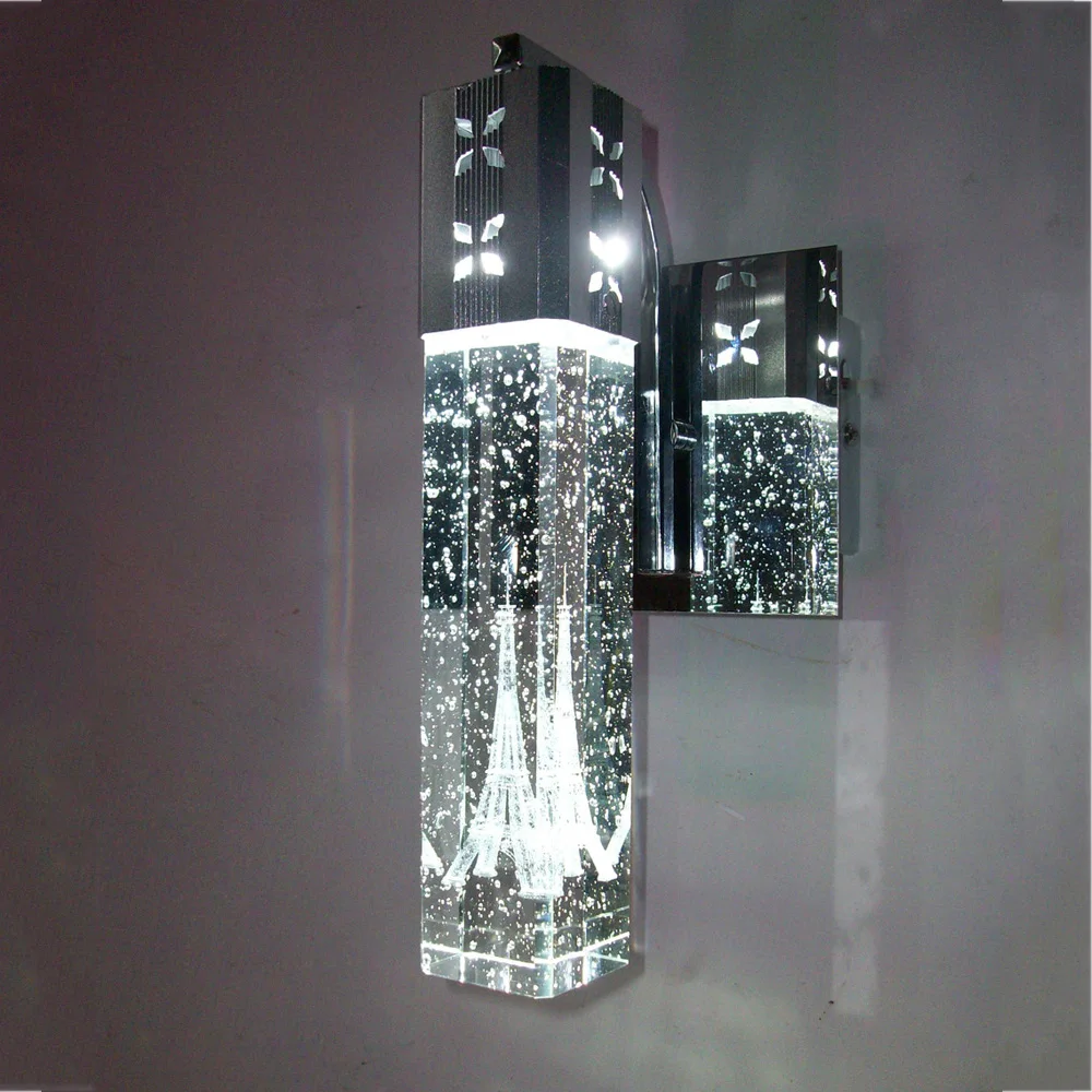 

New LED Crystal Wall light Bubble Crystal Column Bedside lamp Living Room Wall Mirror Front Lamps White Warm light mx12091557
