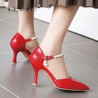 lsewilly summer 2020 high heels women shoes thin high heels wedding shoes shallow pointed toe pumps female red plus size