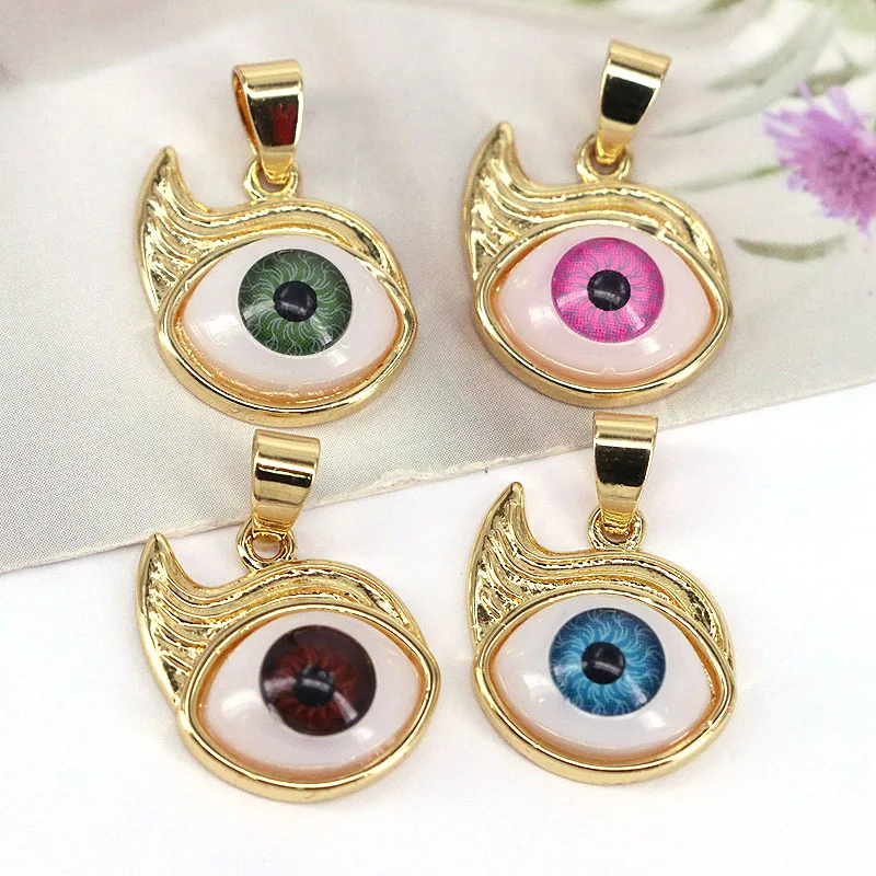 

10Pcs,Gold Plated Simple Style Evil Eye Pendant Women Colorful Turkish Eye Pendants Necklace Charm Statement Jewelry