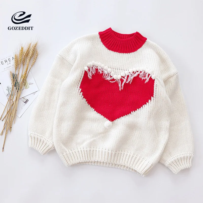 Gozeddit Handmade Ball Tassel Women Chich Sweaters Pullovers Wool Outfit Heart-shaped Pattern | Женская одежда