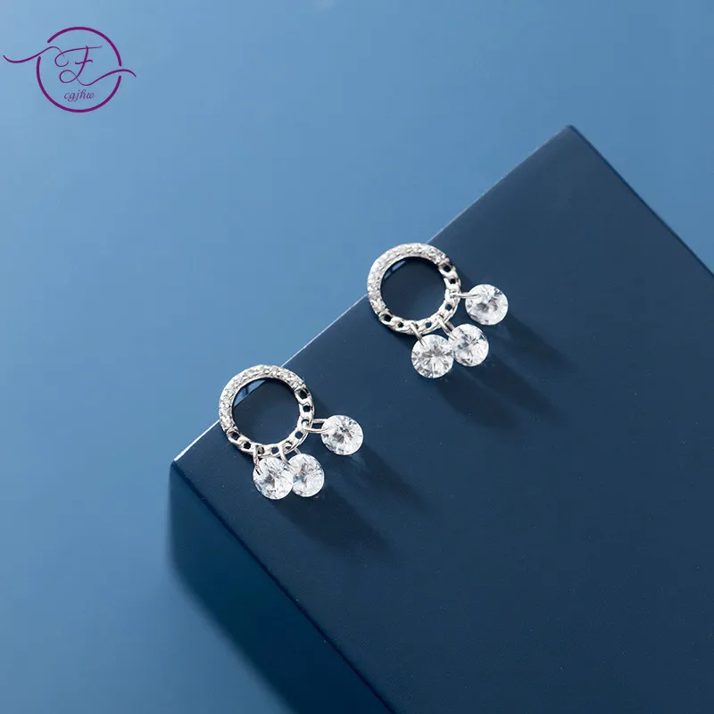 

925 Sterling Silver Stud Earrings Korean Version Simple Geometric Diamond Tassel Earrings for Women Ear Jewelry
