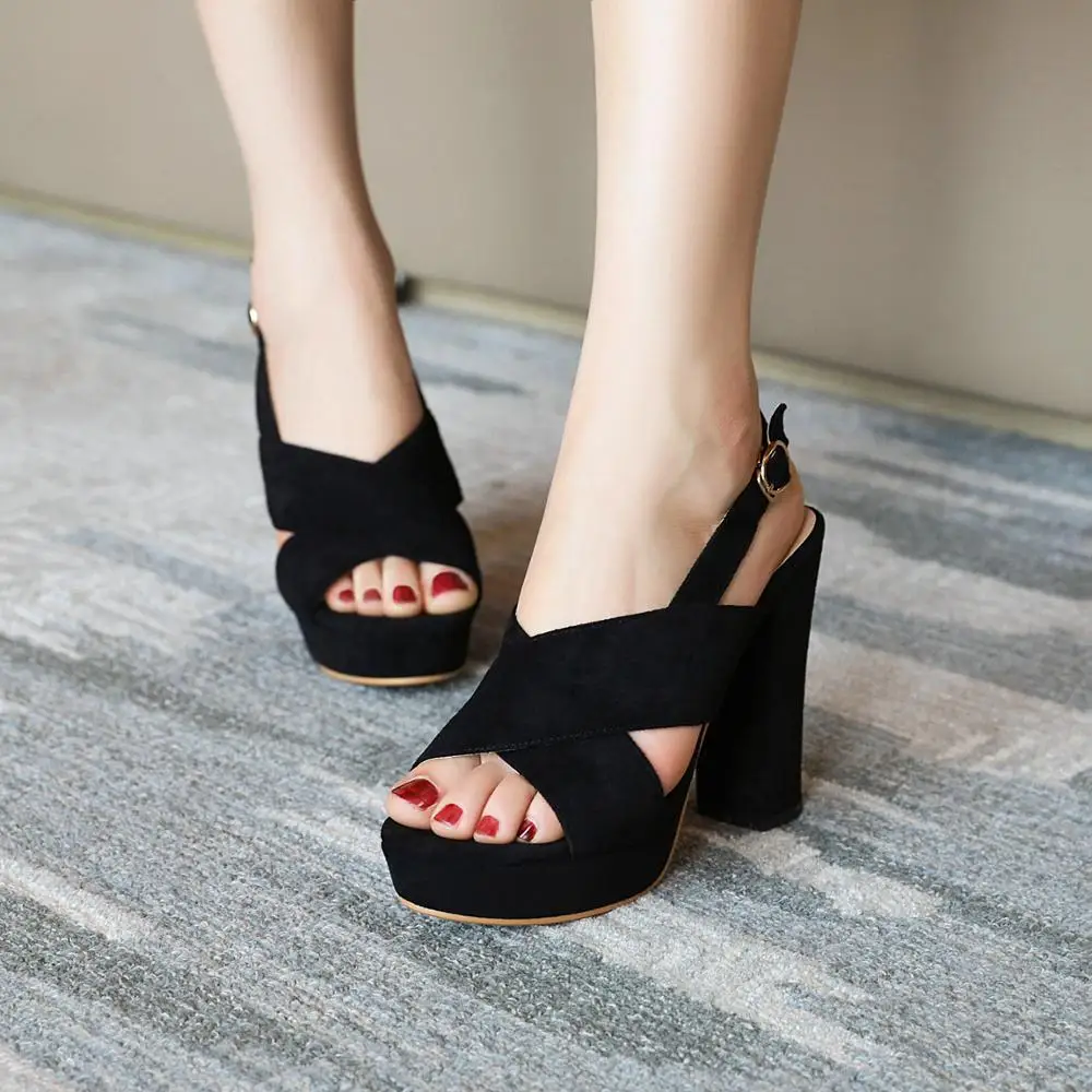 2020 новые женские модные туфли с открытым носком на высоком квадратном каблуке