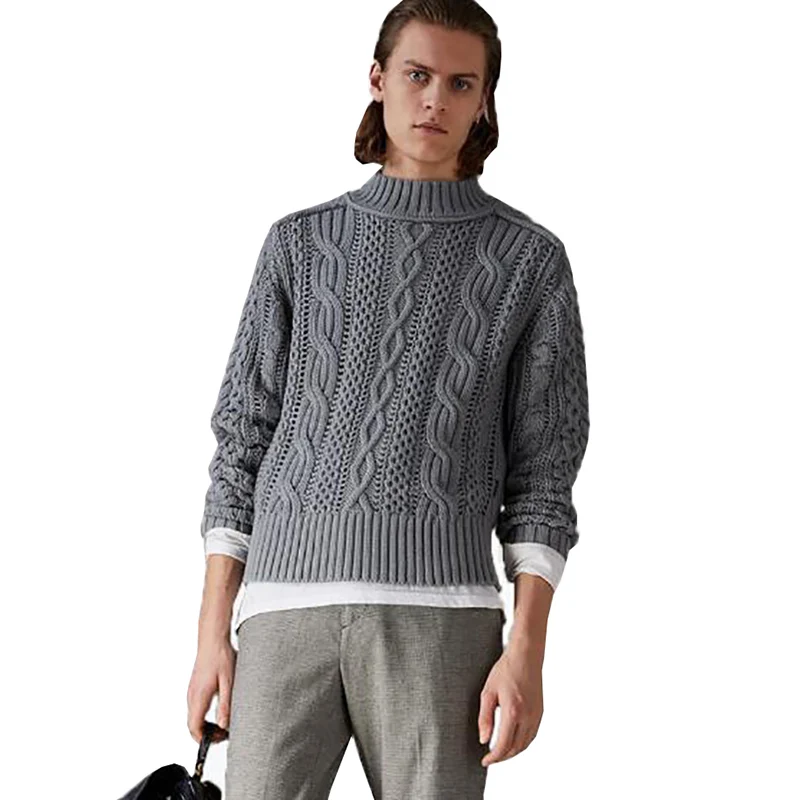 Мужской свитер-пуловер из чистого хлопка на осень, повседневный мягкий удобный пуловер, свитер, крутой мужской свитер ручной вязки