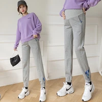 125 spring chic cotton maternity pants high waist belly sports casual pants clothes for pregnant women pregnancy trousers