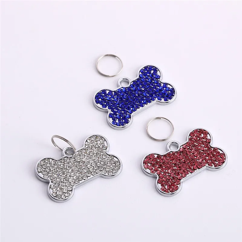 

Fashion Bone Shaped Crystal Pendants Rhinestones Pet Necklace Jewelry Accessories Dog Collar Charms Puppy Pet Products