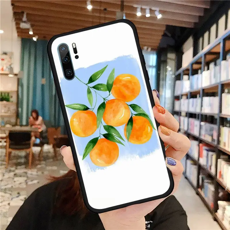 

Beautiful design fruit orange oil Phone Case For Huawei honor Mate P 9 10 20 30 40 Pro 10i 7 8 a x Lite nova 5t silicone funda