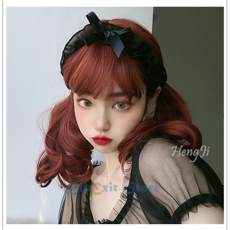 Женский парик в стиле &quotЛолита&quot Харадзюку красно коричневый с короткими