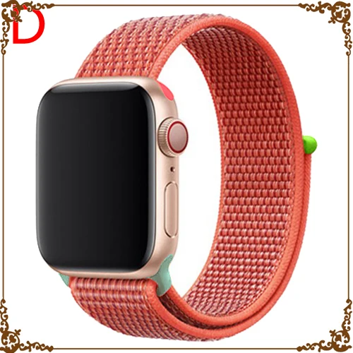 Apricot peach Ремешок для Apple Watch, ремешок для Apple Watch 5, 4, 44, мм, 42 мм, iwatch band 3, 2, 5, 42 мм, 38 мм, Спортивная петля, correa, нейлоновый ремешок для часов - Цвет ремешка: Apricot peach