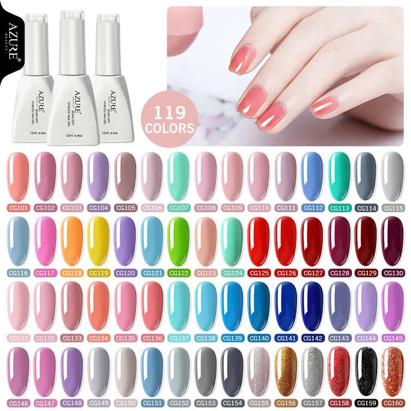 Azure Beauty 119 цветов светодиодный Гель лак для ногтей 12 мл Лак УФ гель Полупостоянный