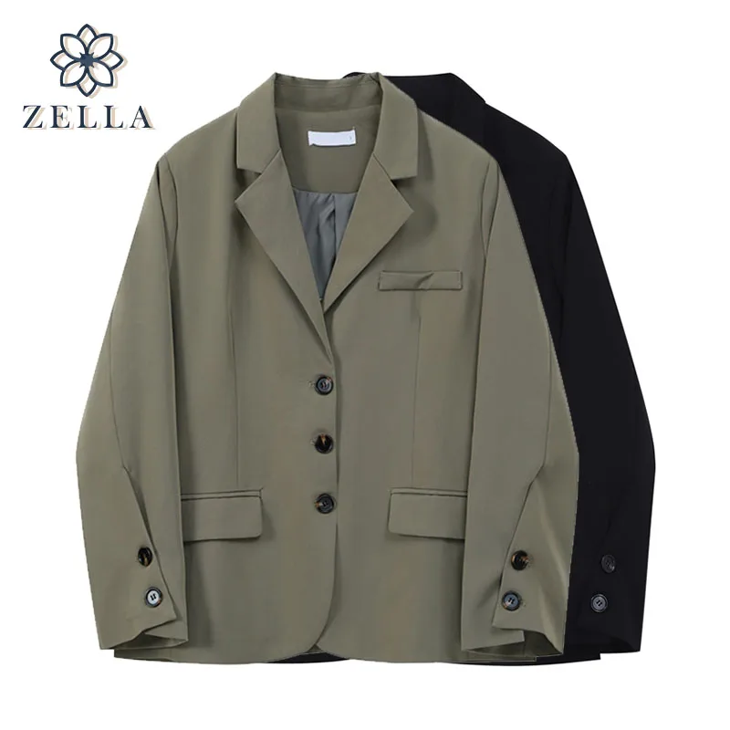 

Женский блейзер с длинным рукавом, Повседневная офисная мешковатая верхняя одежда в Корейском стиле для улицы, Осень-зима 2021