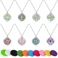 10pcslot stainless steel tree aromatherapy necklace open thread closure essential oil diffuser necklace pendant jewelry