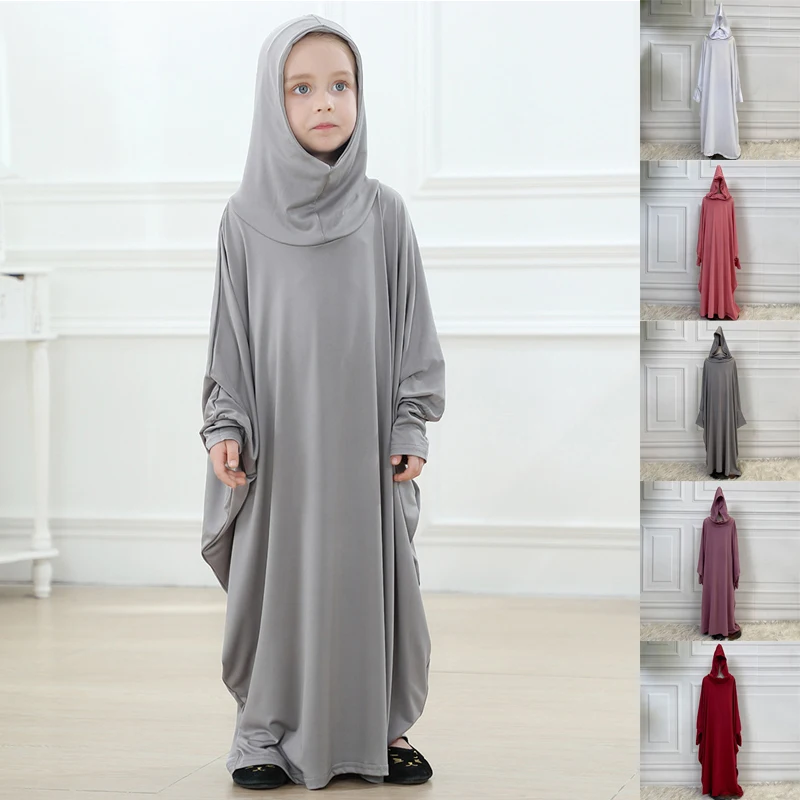 

Детское мусульманское модное Абая для девочек, длинное платье с капюшоном, кафтан, Дубай, Турецкая мусульманская одежда, молитвенные халаты...