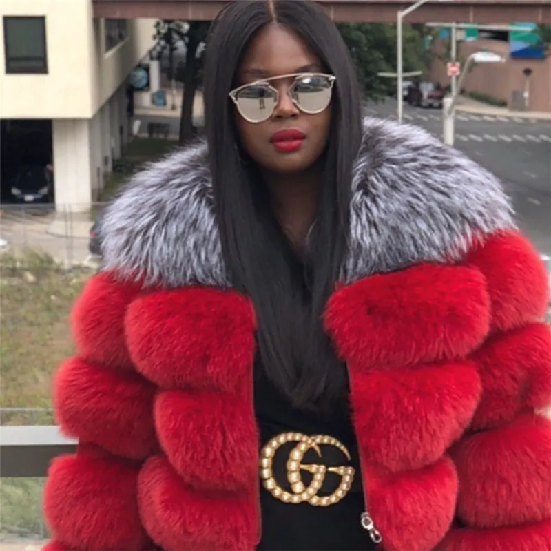 2022 New Fashion Real Fox Fur Coat Natural Whole Skin Genuine Fox Fur Jackets Women Overcoats Luxury Female Trendy Fur Coats