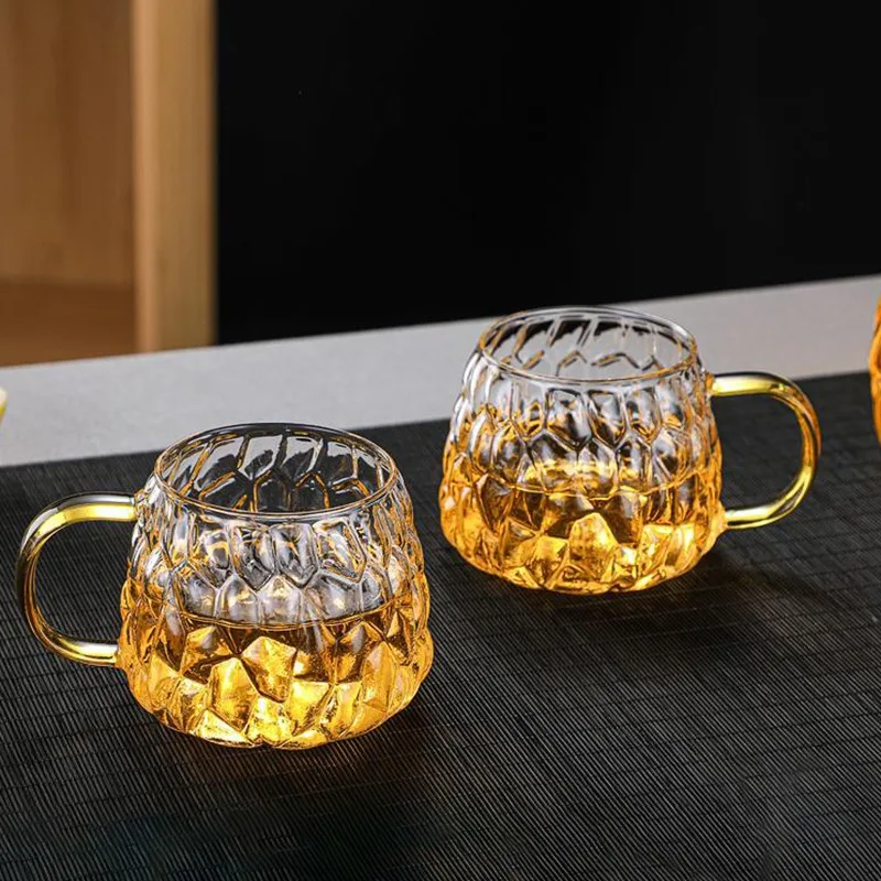 

400ml Transparent Glass Coffee Cups Heat-resistant Beer Cocktail Vodka Wine Mugs with Handle Handmade Healthy Drinkware Supplies