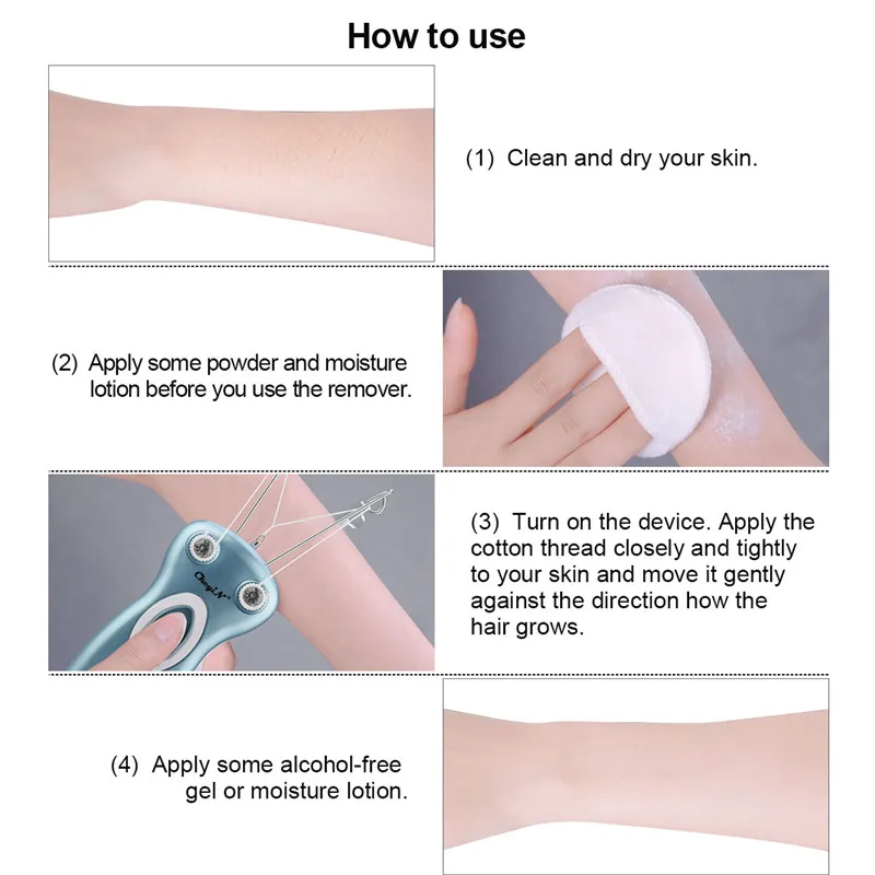 

CkeyiN Lady Hair Remover Epilator Women Electric Body Facial Hair Removal Defeatherer Cotton Thread Depilator Lady Bikini Shaver