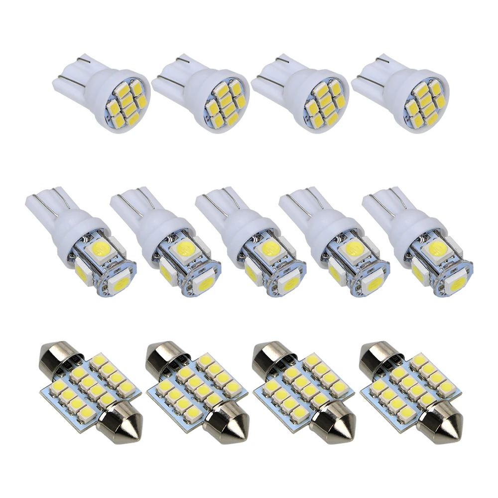 

LED Car Clearance Lights 31mm 12smd Marker Light T10 5050 5smd Reading Dome Lamp 12V License Plate Bulbs 13Pcs T10 1206 8smd