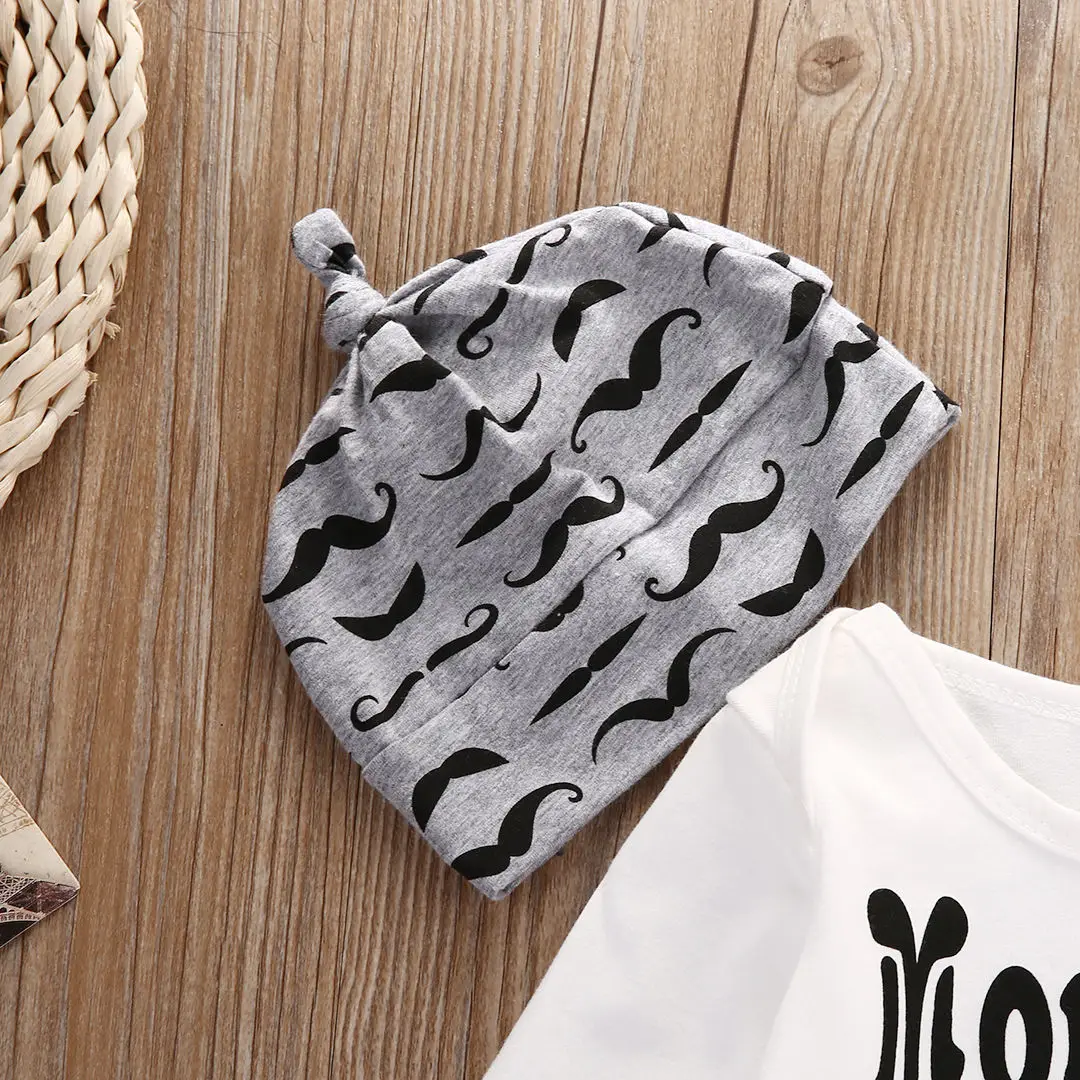 Милый комплект из 3 предметов Одежда для новорожденных мальчиков боди с принтом