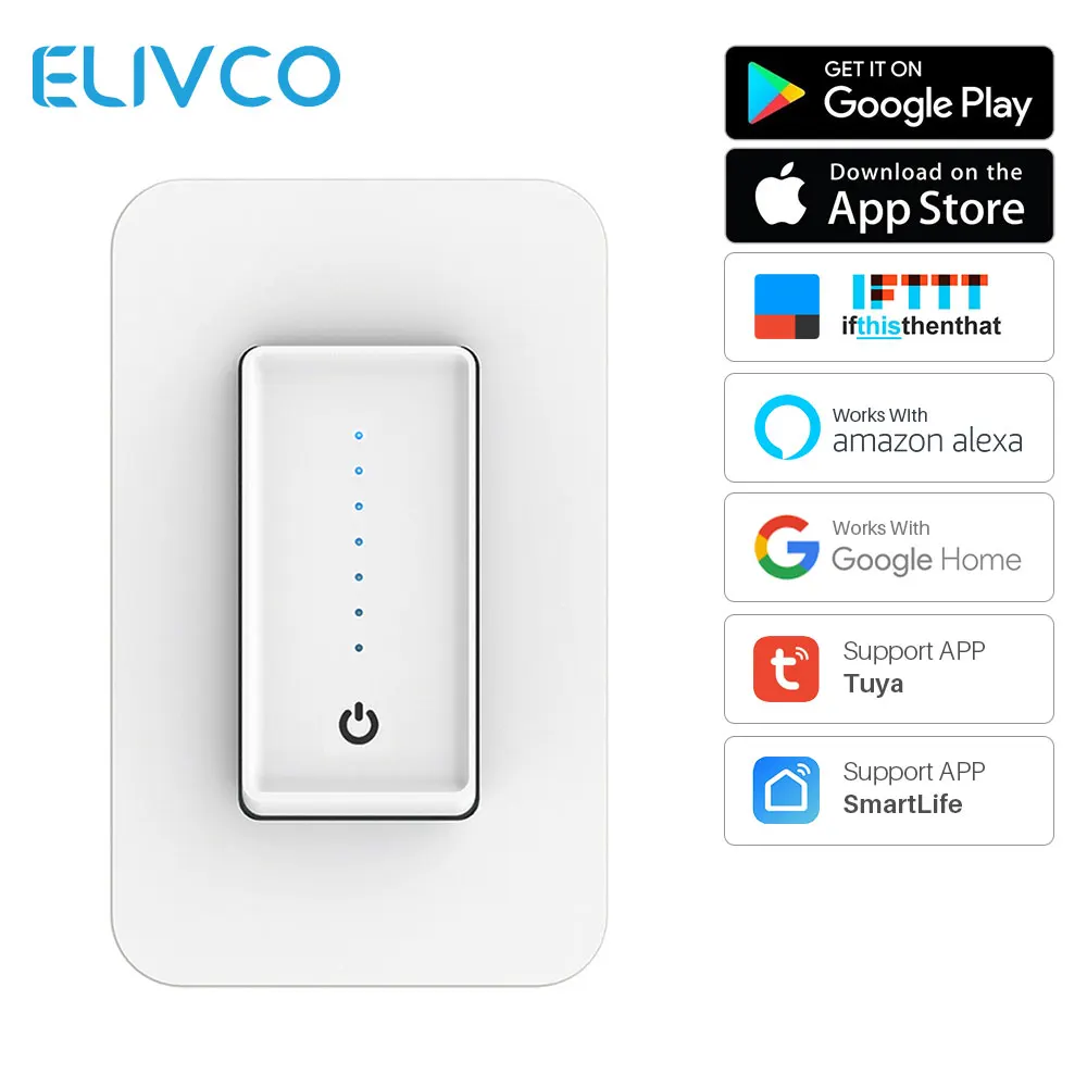 

US Wifi Smart Dimmer Switch Light Timing Wall Touch Control Smart Life APP Control Works With Alexa Google Home IFTTT
