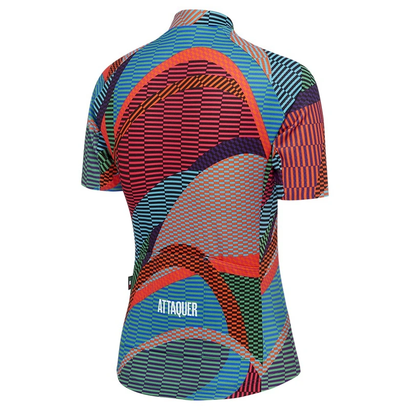 

Attaquer Womens All Day Kaleidoscope cycling Jersey TEAM racing clothing Female bicycle riding shirt Colorful short sleeve wear