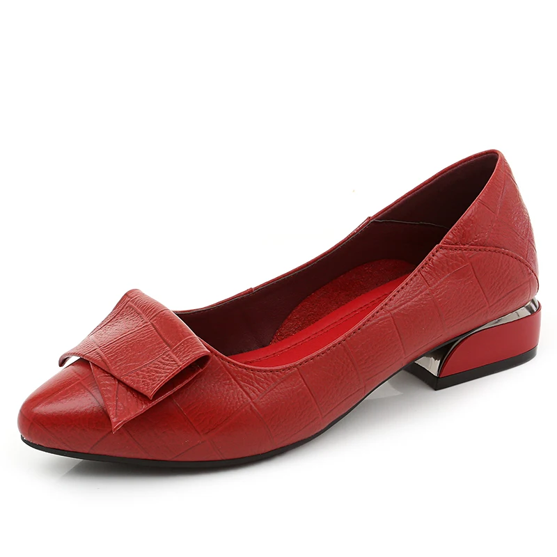 

2021 Brand Shoes Thick Heel Ladies Pumps Genuine Leather Pointed Toe Colorful Square Heels Party Handmade Shoes Women