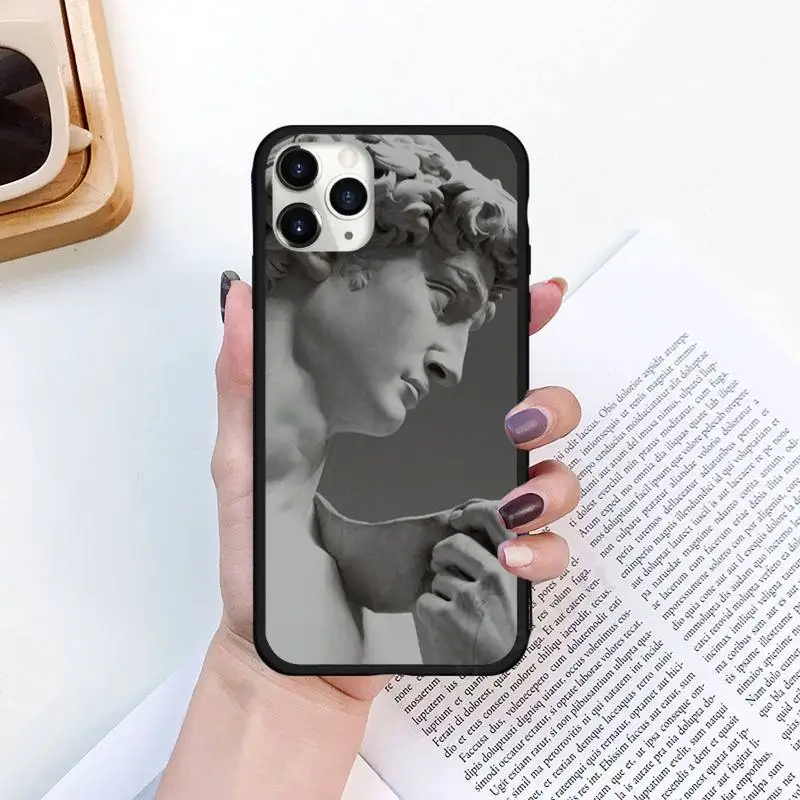 

Vintage Plaster Statue David aesthetic Art Phone Case for iPhone 11 12 pro XS MAX 8 7 6 6S Plus X 5S SE 2020 XR Luxury brand