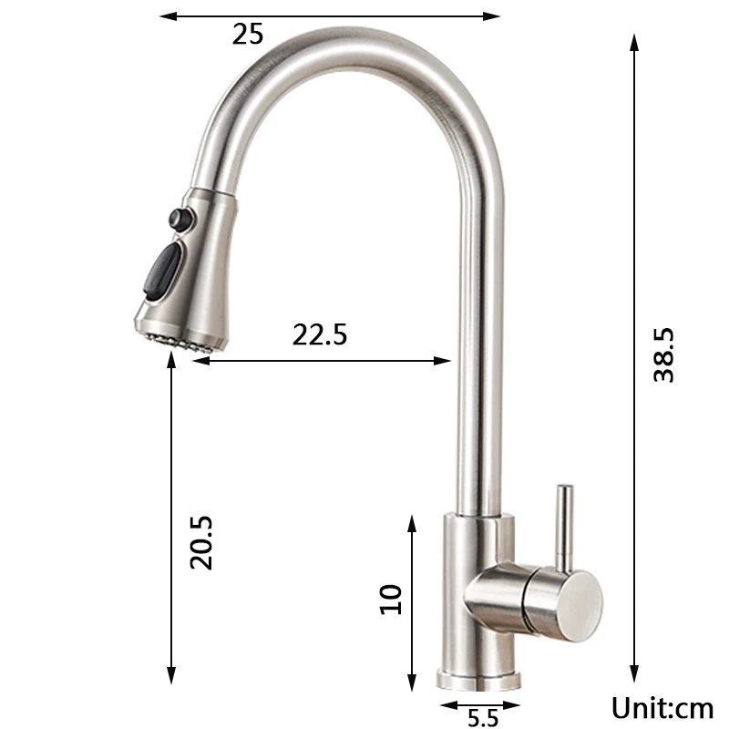 

Rozin Brushed Nickel Kitchen Faucets Third Generation Pull Out Kitchen Mixer Facuet 3 Outlet Water Mode Spout Hot Cold Mixer Tap