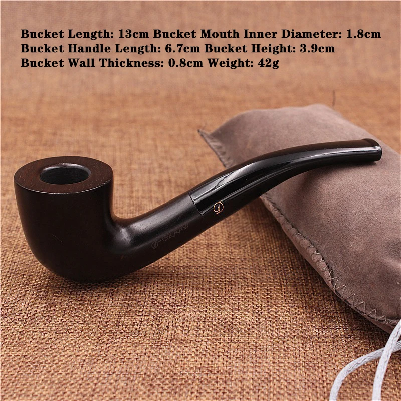 

Ebony Pipe Curved Old-fashioned Pipe Tobacco Pipe Solid Wood Pipe Men's 9mm Filter Filter Pipe