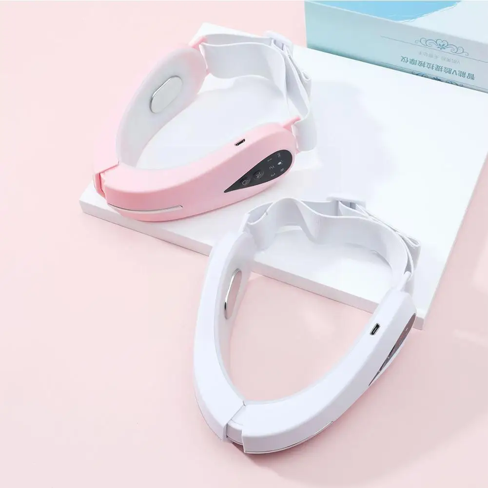 

Micro Current Electric Face Slimming Belt V Face Chin Lift With Electrode Vibration Rechargeable Massager Pads Slimmer Y1S5