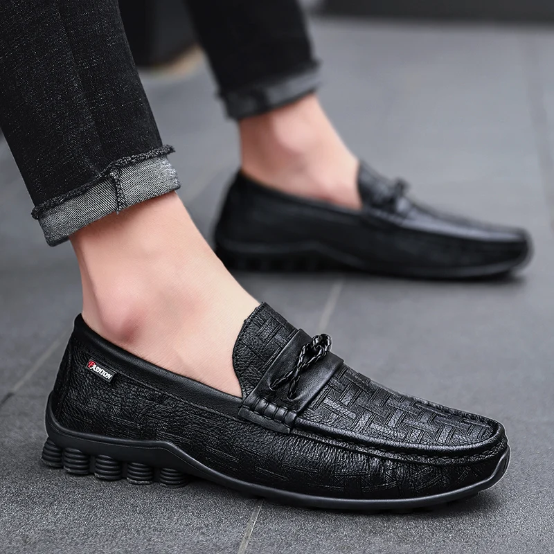 

Men Loafers genuine Leather Casual Shoes outdoor Luxury Brand Light Soft Moccasins slip on Breathable Slip on Male Flats shoes 5