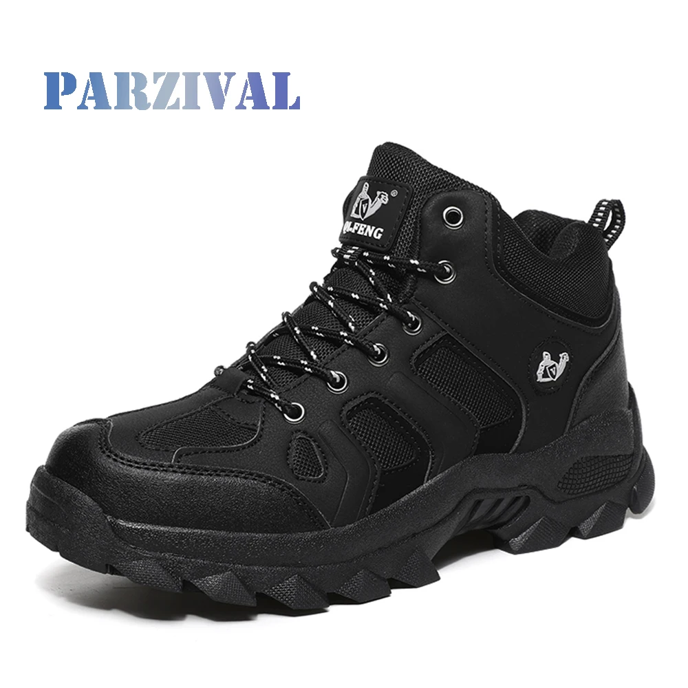 

PARZIVAL High top Hiking Boots Waterproof Sneakers Warm Men's Boots Outdoor Male Work Shoes Size 39-48 Men Winter Snow Boots