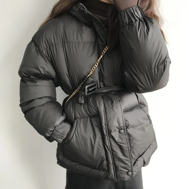 Женская парка с капюшоном Повседневная теплая воротником стойкой для