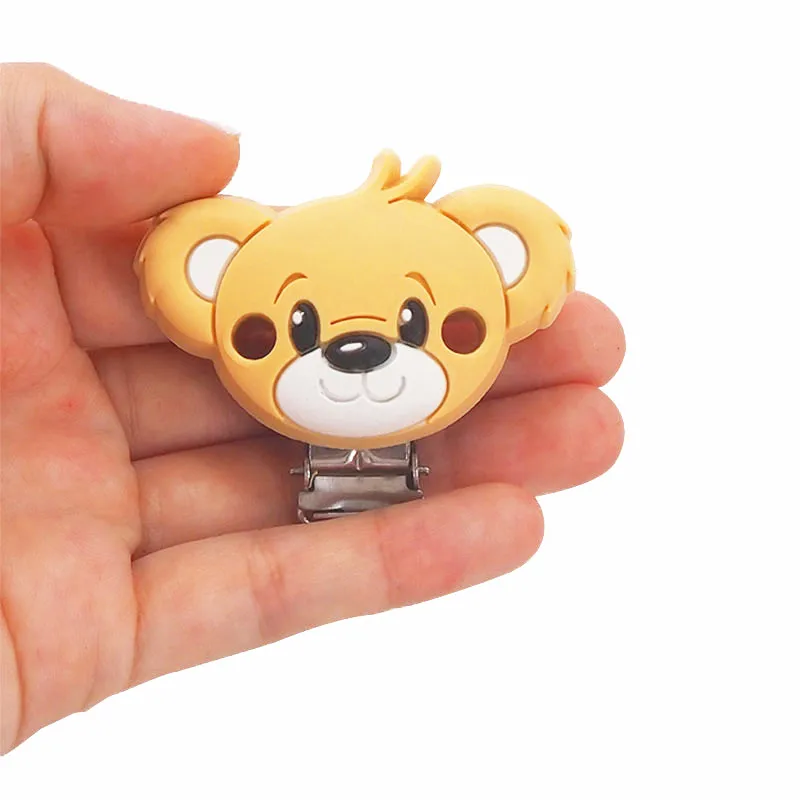 Chenkai 10PCS Cute Bear Silicone Pacifier Clip Animals holder Teethers For DIY Baby Nursing Soother Clips Chains Accessories