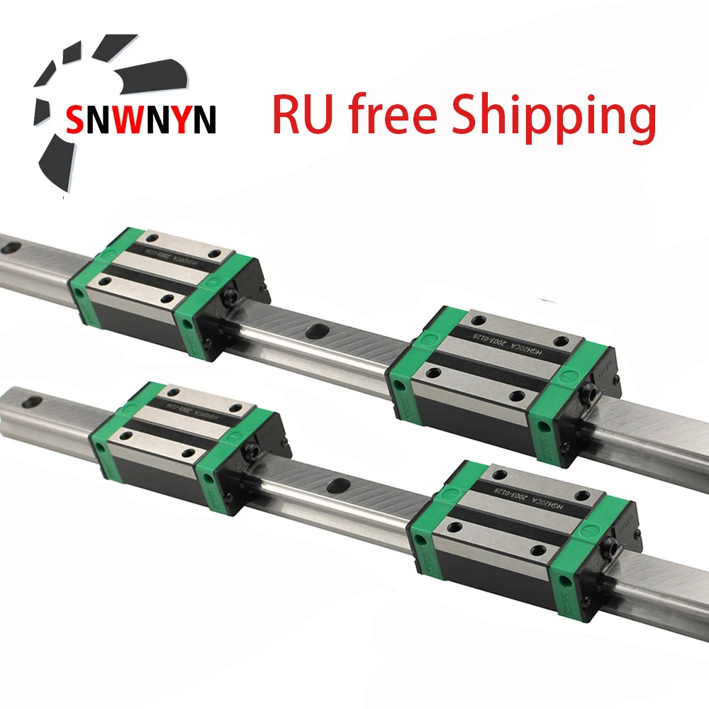 Квадратный линейный направляющий рельс HGR15 HGR20 + 4 шт HGH15CA Hgh20ca /Flang HGW15CC HGW20cc HGW25CC