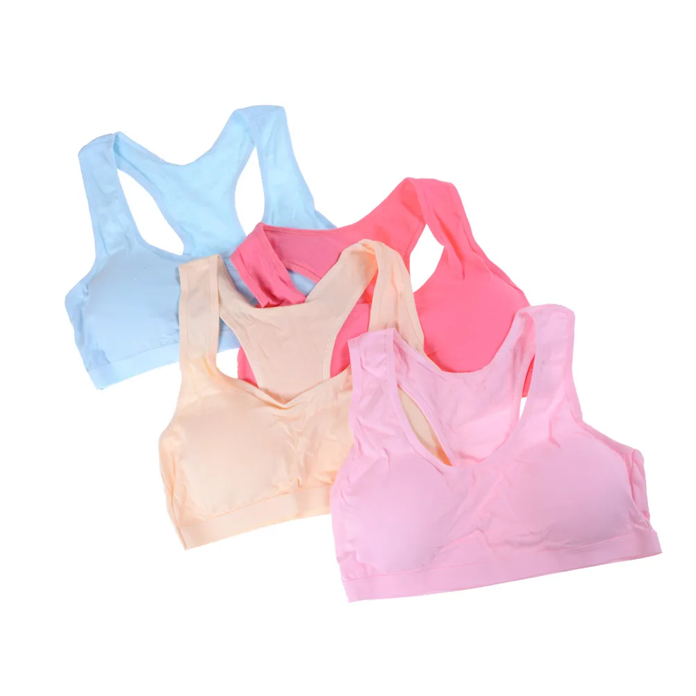 

1PC Solid Color Wireless Underwear Girl Bra Cotton Classic Vest Bra Breathable Bra For Girl Student Sleeping Wear