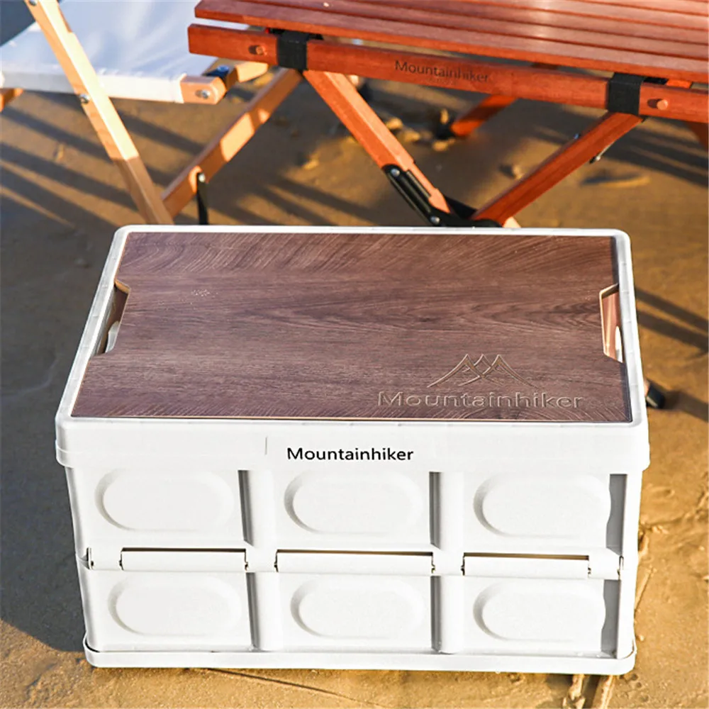 

Car Folding Storage Box PP Plastic Large Capacity Heavy Load With Board Cover Outdoor Camping Home Trunk Tools Storage Case