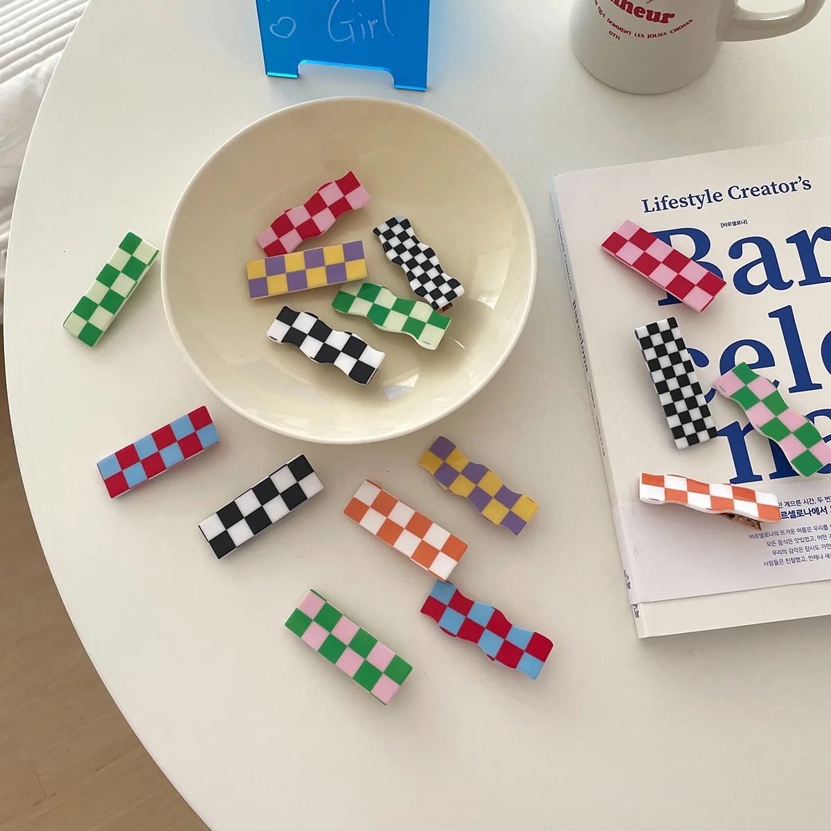 

Wavy Plaid One-word Hairpin Sweet Wild Bangs Clip Color Plaid Hairpin Side Clip Ladies Hair Accessories for Women