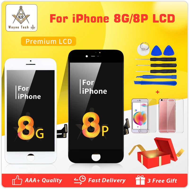 AAA отличное качество LCD без битых пикселей для iPhone 8 8G Plus дисплей сенсорный