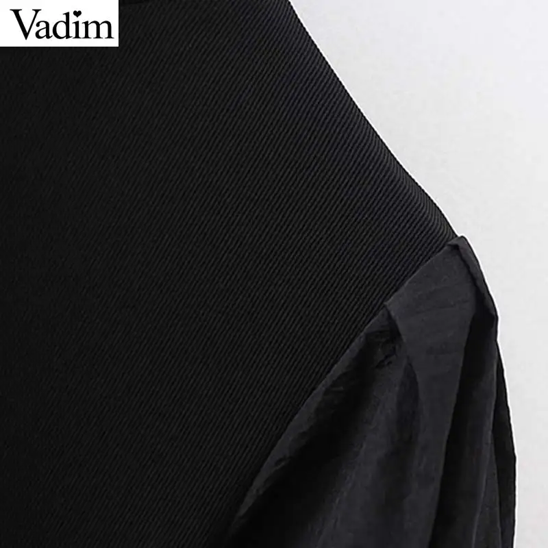 Женское элегантное платье vadim черный вязаный укороченный топ с пышными рукавами